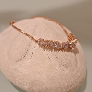 Rose Gold Bracelet with Clear Stones